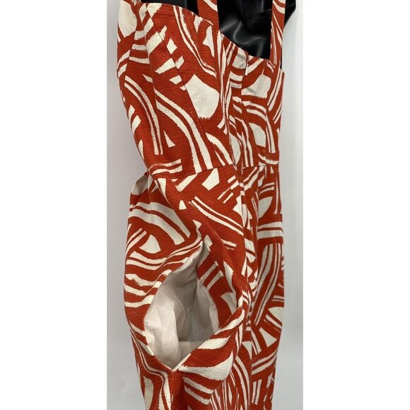 Banana Republic Shift Dress Women Size 8P P8 Petite Orange Ivory Geometric B22FS - Picture 7 of 9